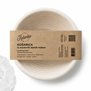 Okrogla košarica za vzhajanje kruha iz naravnih lesnih vlaken