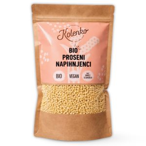 bio proseni napihnjenci, primernih za zdrave zajtrke, sladice ali prigrizke. Izdelek je veganski in brez dodanega sladkorja.